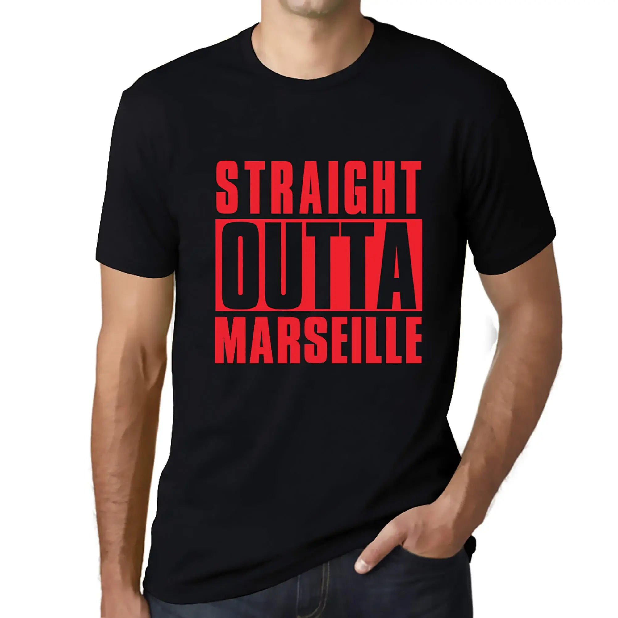 Men's Graphic T-Shirt Straight Outta Marseille Eco-Friendly Limited Edition - Picture 43 of 252