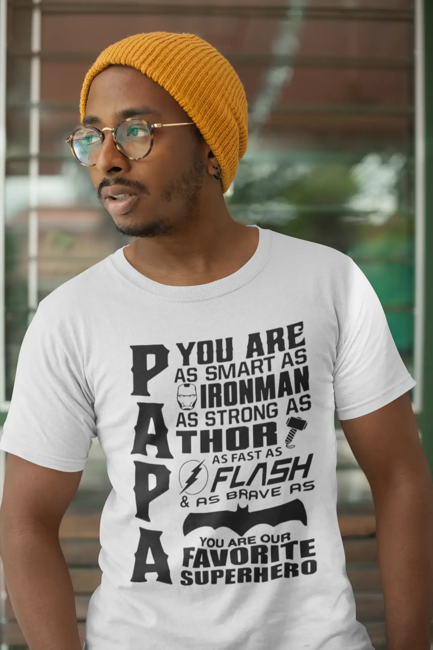 Men's Graphic T-Shirt Favorite Superhero Papa Eco-Friendly Limited Edition