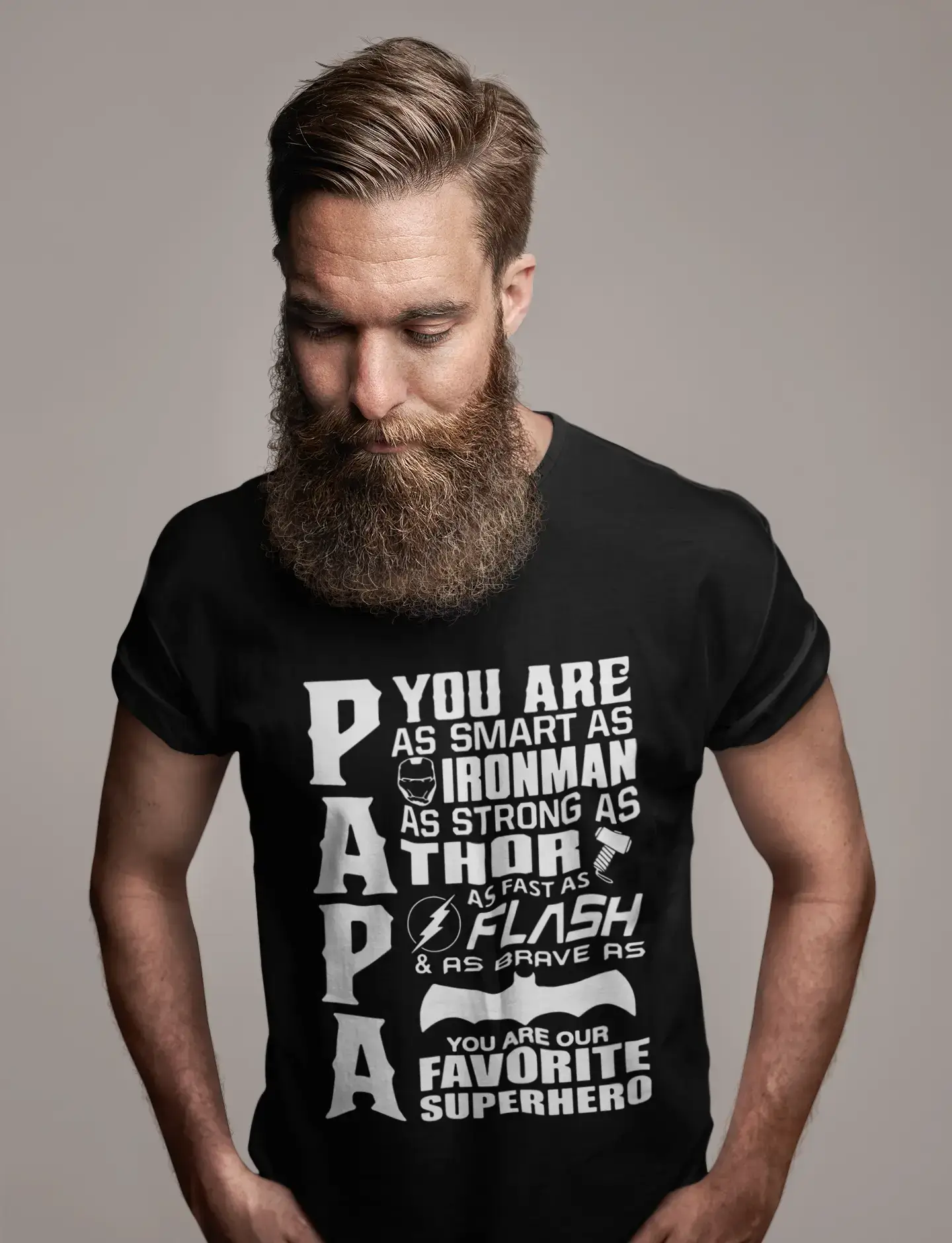 Men's Graphic T-Shirt Favorite Superhero Papa Eco-Friendly Limited Edition